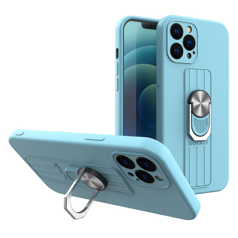 Ring Case silikoninis dėklas su pirštų laikikliu ir stovu iPhone 11 Pro šviesiai mėlynas