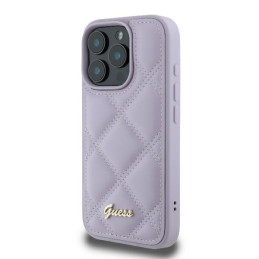 Guess Quilted Metal Logo dėklas skirtas iPhone 16 Pro - šviesiai violetinė