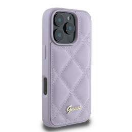 Guess Quilted Metal Logo dėklas skirtas iPhone 16 Pro - šviesiai violetinė