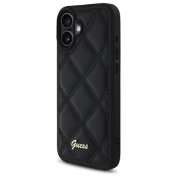 Guess Quilted Metal Logo dėklas, skirtas iPhone 16 Plus - juodas