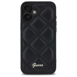 Guess Quilted Metal Logo dėklas, skirtas iPhone 16 Plus - juodas