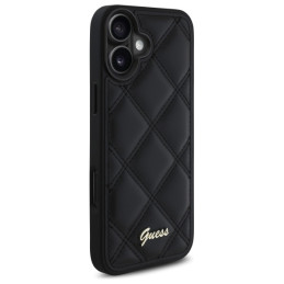 Guess Quilted Metal Logo dėklas, skirtas iPhone 16 Plus - juodas