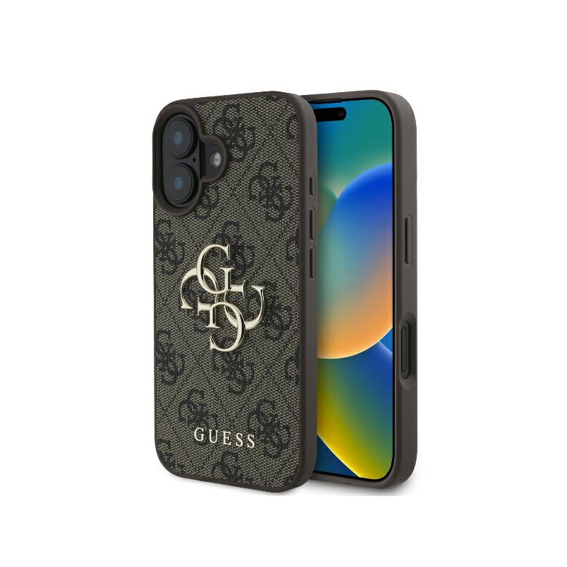 Guess 4G Big Logo dėklas iPhone 16 - rudas