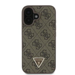 Guess Leather 4G Triangle Strass MagSafe dėklas iPhone 16 - rudas