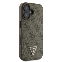 Guess Leather 4G Triangle Strass MagSafe dėklas iPhone 16 - rudas