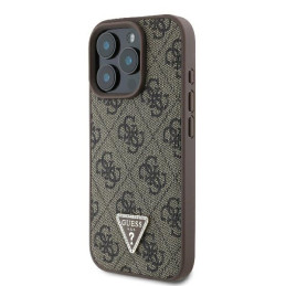 Guess Leather Metal Logo Strass Crossbody Dėklas, skirtas iPhone 16 Pro Max - rudas