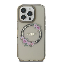 Guess IML Flowers Wreath MagSafe dėklas iPhone 16 Pro - juodas