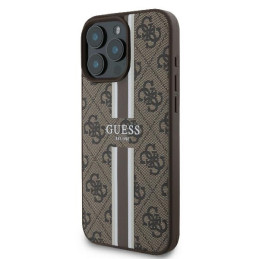 Guess 4G Printed Stripes MagSafe dėklas iPhone 16 Pro - rudas