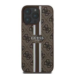 Guess 4G Printed Stripes MagSafe dėklas iPhone 16 Pro - rudas