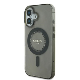 Guess IML Rhinestones MagSafe dėklas iPhone 16 Plus - juodas