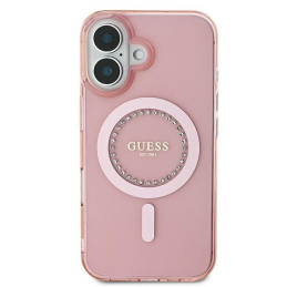 Guess IML Rhinestones MagSafe dėklas iPhone 16 Plus - rožinis