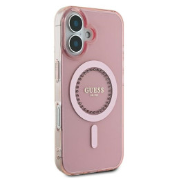 Guess IML Rhinestones MagSafe dėklas iPhone 16 Plus - rožinis