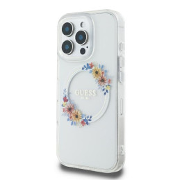 Guess IML Flowers Wreath MagSafe dėklas iPhone 16 Pro Max - skaidrus