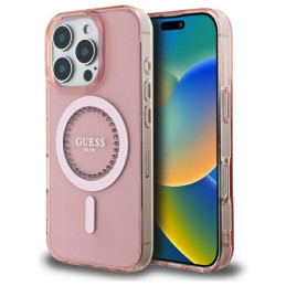 Guess IML Rhinestones MagSafe dėklas iPhone 16 Pro Max - rožinis