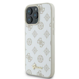 Guess Peony Script Logo MagSafe dėklas iPhone 16 Pro Max - baltas