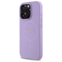Guess Saffiano MagSafe dėklas iPhone 16 Pro Max - violetinis