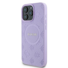 Guess Saffiano Peony Classic Logo MagSafe dėklas, skirtas iPhone 16 Pro Max - violetinė