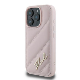Karl Lagerfeld Quilted Signature dėklas, skirtas iPhone 16 Pro Max – rožinis