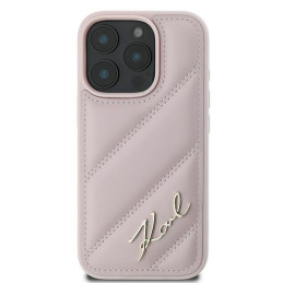 Karl Lagerfeld Quilted Signature dėklas, skirtas iPhone 16 Pro Max – rožinis
