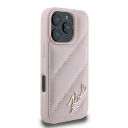 Karl Lagerfeld Quilted Signature dėklas, skirtas iPhone 16 Pro Max – rožinis