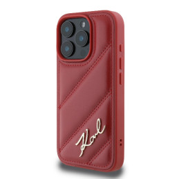 Karl Lagerfeld Quilted Signature dėklas, skirtas iPhone 16 Pro Max – raudonas