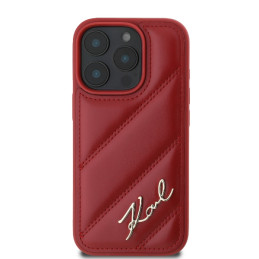 Karl Lagerfeld Quilted Signature dėklas, skirtas iPhone 16 Pro Max – raudonas