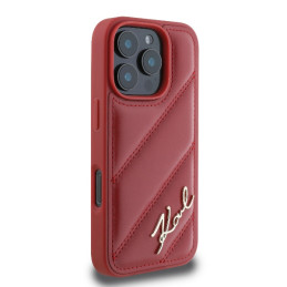 Karl Lagerfeld Quilted Signature dėklas, skirtas iPhone 16 Pro Max – raudonas