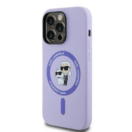 Karl Lagerfeld Silikoninis Karl&Choupette Heads Ring MagSafe dėklas skirtas iPhone 14 Pro Max - violetinė