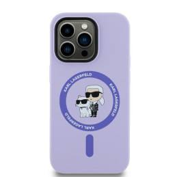 Karl Lagerfeld Silikoninis Karl&Choupette Heads Ring MagSafe dėklas skirtas iPhone 14 Pro Max - violetinė