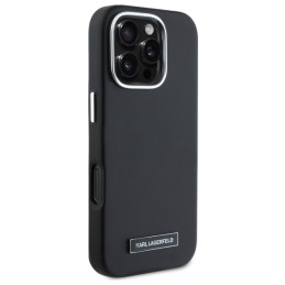 Karl Lagerfeld FW Metal Plate MagSafe dėklas iPhone 16 Pro - juodas