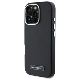 Karl Lagerfeld FW Metal Plate MagSafe dėklas iPhone 16 Pro Max - juodas
