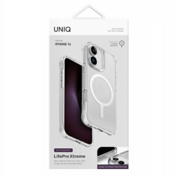 UNIQ LifePro Xtreme Magclick įkrovimo dėklas iPhone 16 - skaidrus