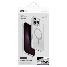 UNIQ LifePro Xtreme Magclick įkrovimo dėklas, skirtas iPhone 16 Pro Max - skaidrus