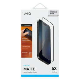 UNIQ Optix Matte grūdintas stiklas su matiniu aplikatoriumi iPhone 16 Plus