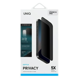 UNIQ Optix Privacy grūdintas stiklas su privatumo aplikatoriumi iPhone 16 Pro