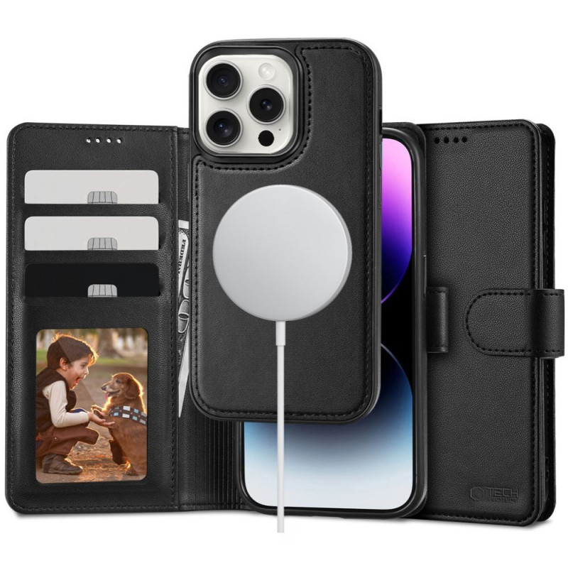 Tech-Protect Wallet MagSafe dėklas su pinigine, skirtas iPhone 16 Pro Max - juodas