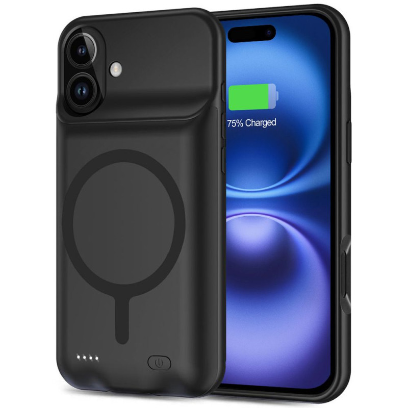 Tech-Protect PowerCase MagSafe dėklas su 7000 mAh maitinimo bloku, skirtas iPhone 16 - juodas
