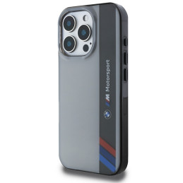 BMW Motosport IML Vertical Stripe dėklas iPhone 16 Pro - pilkas