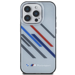 BMW Motosport IML Random Stripes dėklas iPhone 16 Pro - pilkas