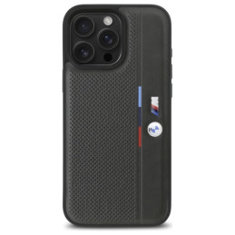 BMW M Perforated Tricolor Detail Line dėklas iPhone 16 Pro - tamsiai pilkas