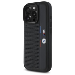 BMW M Perforated Tricolor Detail Line dėklas iPhone 16 Pro - juodas