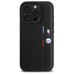 BMW M Perforated Tricolor Detail Line dėklas iPhone 16 Pro - juodas