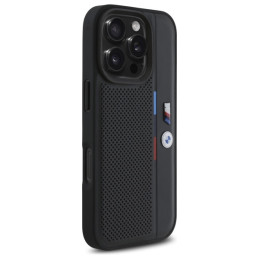 BMW M Perforated Tricolor Detail Line dėklas iPhone 16 Pro - juodas