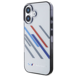 BMW Motosport IML Random Stripes dėklas iPhone 16 Plus - pilkas