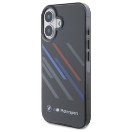 BMW Motosport IML Random Stripes dėklas iPhone 16 Plus - juodas