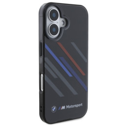 BMW Motosport IML Random Stripes dėklas iPhone 16 Plus - juodas