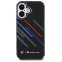 BMW Motosport IML Random Stripes dėklas iPhone 16 - juodas