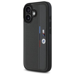 BMW M Perforated Tricolor Detail Line dėklas iPhone 16 - tamsiai pilkas