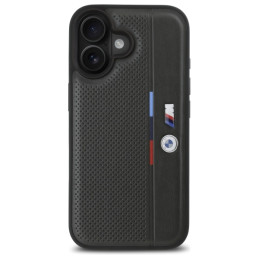 BMW M Perforated Tricolor Detail Line dėklas iPhone 16 - tamsiai pilkas