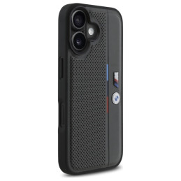 BMW M Perforated Tricolor Detail Line dėklas iPhone 16 - tamsiai pilkas